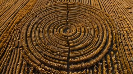 Fototapeta premium Abstract textured circle pattern, organic, rustic, brown, close up, background, design element
