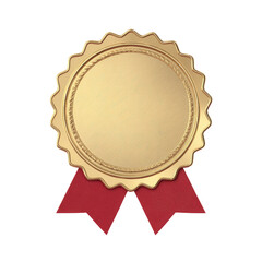 Gold medal with red ribbon