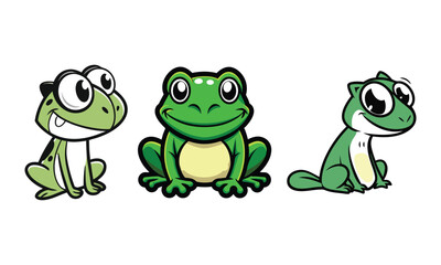 Cartoon Frog Character Vector Set