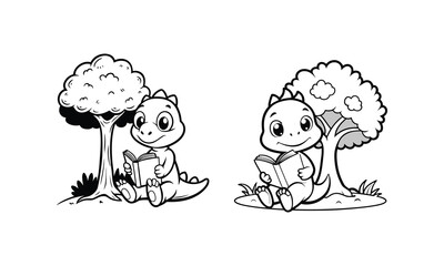Cute Animal Friends Line Art