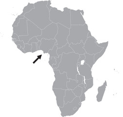 Gulf of Guinea on Africa Map Grey High Detailed