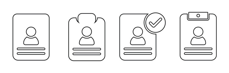 Set of id card icon. Identification Badge Icon. ID Card Icon Set Vector Design on White Background. Identification card outline and shape icon illustration