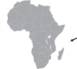 Seychelles on Africa Map Grey High Detailed