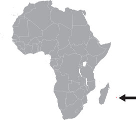  Reunion Island (France) on Africa Map Grey High Detailed