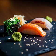 Sushi creativity at its finest, blending tradition and modern aesthetics for an exquisite food experience.