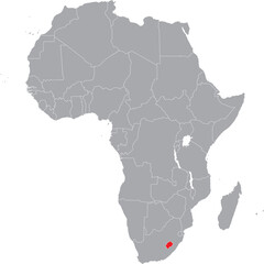 Lesotho on Africa Map Grey High Detailed