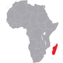 Madagascar on Africa Map Grey High Detailed