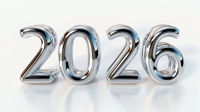 2026 silver chrome numbers forming new year date