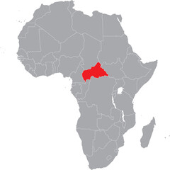  Central African Republic (C.A.R) on Africa Map Grey High Detailed