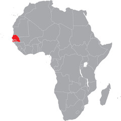 Senegal on Africa Map Grey High Detailed © Griffin9678