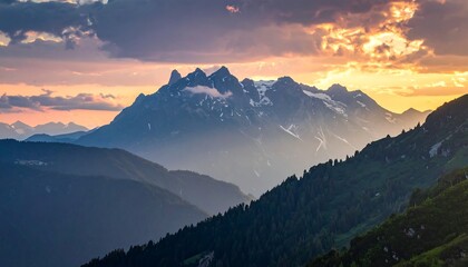 Mountain sunset panorama (1)