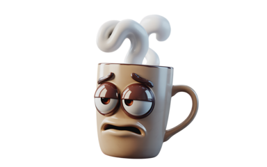 Cartoon coffee cup on white isolated on transparent background