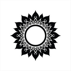 Mandala emerging from a central light vector silhouette outline logo design concept illustration