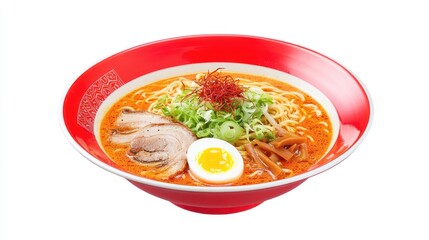 Ramen A bowl of delicious ramen with egg, pork, and scallions