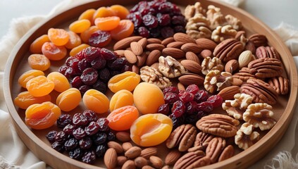 Fototapeta premium Mix of dried fruits and nuts on table 
