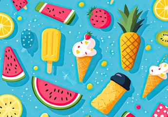 Summer fruit desserts pattern