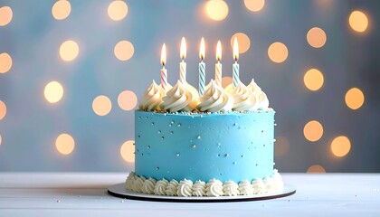 Birthday cake with candles and lights