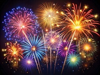 Fototapeta premium Vibrant and colorful fireworks exploding in the night sky