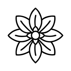 Flower blossom icon, black line art (Black Vector / Illustration Style)