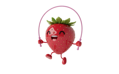 Strawberry jumping rope isolated on transparent background