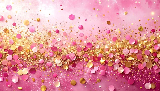Pink and gold confetti background