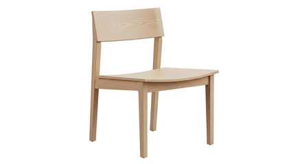 Minimalist wooden chair with a light finish perfect for modern interiors and furniture design projects offering a blend of simplicity and elegance on transparent background