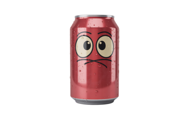 Sad soda can isolated on transparent background
