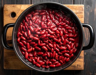 Cooked red beans in a pot