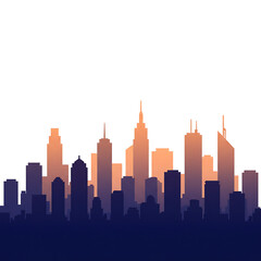 Fototapeta premium Urban skyline silhouette with sunset gradient
