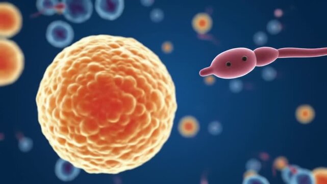 fertility spermatozoon sperm cell approaching egg fertilization process