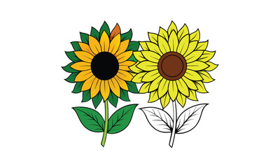 Bright Vector Illustration of Sunflowers in Bloom