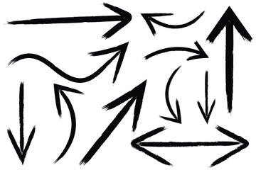 grunge arrow vector. grunge arrow brush. grunge arrow paint. Arrow brush doodle chalk line stroke. Sketch pencil arrow scribble arrow icon. Hand drawn grunge brush sketch direction element. eps 10