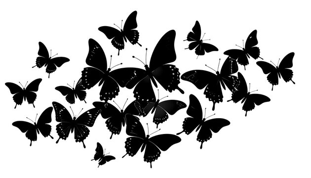 Black butterflies on white background (1)