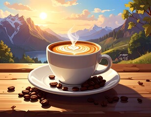 Serene Mountaintop Morning Brew