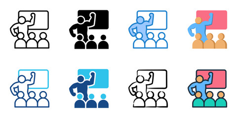 Motivational Coaching icon set multiple style collection 
