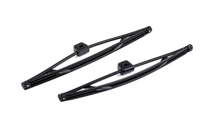 Black car windshield wipers on a white background