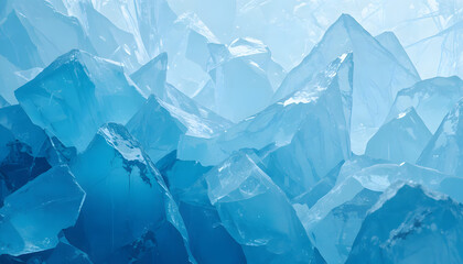 Abstract Texture Background of Broken Cold Blue Ice Shards