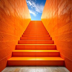 Orange steps leading to a bright sky