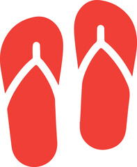 Bright Red Flip-Flops Icon Summer Beach Sandal Vector Tropical Holiday Footwear Graphic Casual Vacation Travel Symbol for Web