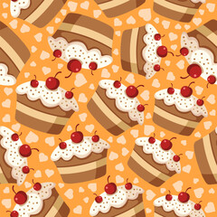 seamless pattern Delicious cupcake patterns creative design digital artwork colorful background fun concept
