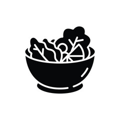 Salad icon. Simple solid style. Salad, bowl, poke, vegetarian, dish, diet, kitchen, nutrition, vegetable food, healthy meal concept. Silhouette, glyph symbol. Isolated design.