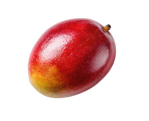 Ripe mango, vibrant red-orange skin, smooth texture