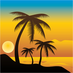 sunset on tropical beach