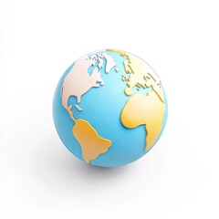Naklejka premium 3D globe, light blue, continents in pastel
