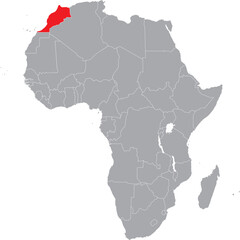 Morocco on Africa Map Grey High Detailed