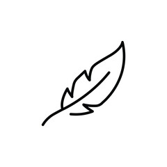 Feather icon. Simple outline style. Legal, light weight, education, nib, ink, vintage concept. Thin line symbol. Isolated design.
