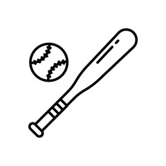 Baseball bat icon. Simple outline style. Baseball, bat, ball, base, softball, set, sport concept. Thin line symbol. Isolated design.