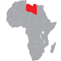 Libya on Africa Map Grey High Detailed