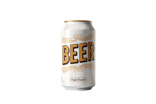 Crisp cold beer can design featuring retro style typography and subtle textural elements isolated on transparent background