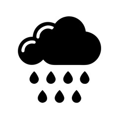 Rain cloud with drops icon, black vector (Black Vector / Illustration Style)